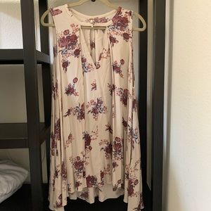 Free People Cream with Red/Blue Flowers Dress